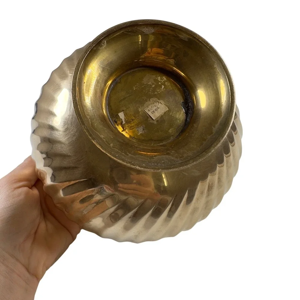 Vintage Brass‎ Fluted Pedestal Bowl Decorative Tabletop Accent Decor
